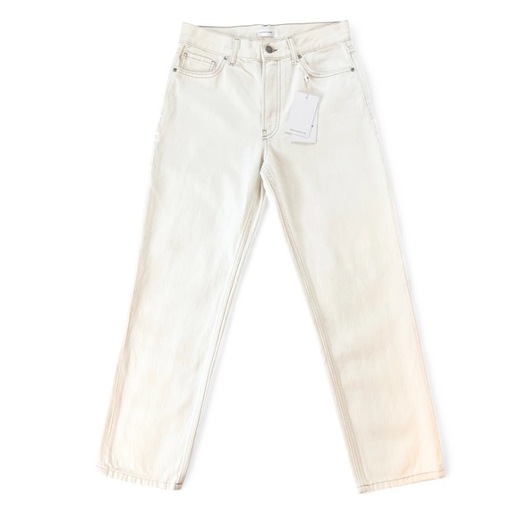 NWT Anine Bing Etta High Rise Cropped Straight Leg  Denim Jeans Off White 25 - Picture 3 of 14